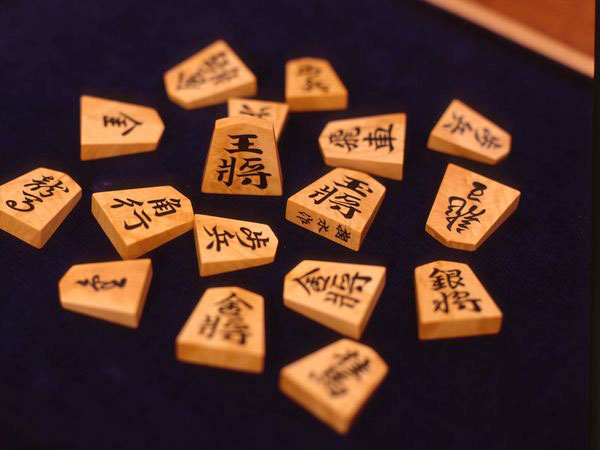 Shogi traditional board game(Japanese chess) wood board table and  Koma(pieces)